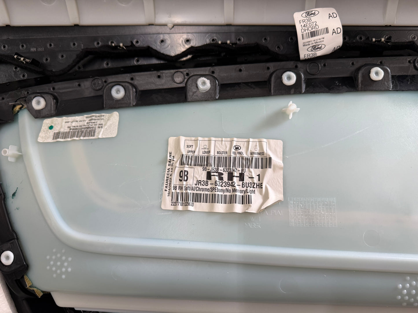 2018-2023 Mustang GT V6 EcoBoost RH Passenger Door Panel Leather Insert Soft