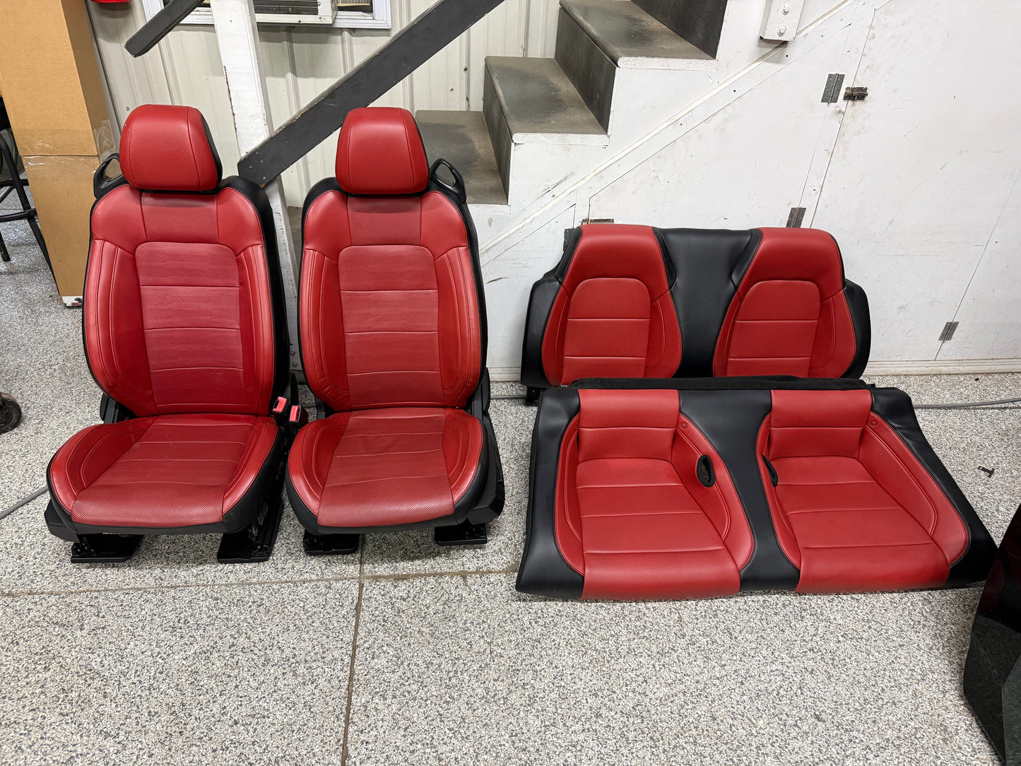 2015-2017 Ford Mustang GT Red/Black Leather Convertible Front & Rear Seats