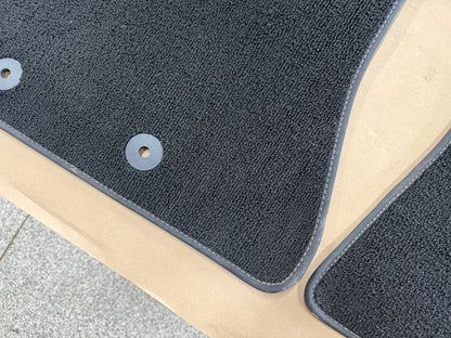 2015-2023 Ford Mustang Black Front Floor Mats Carpet "Creme Stitch"