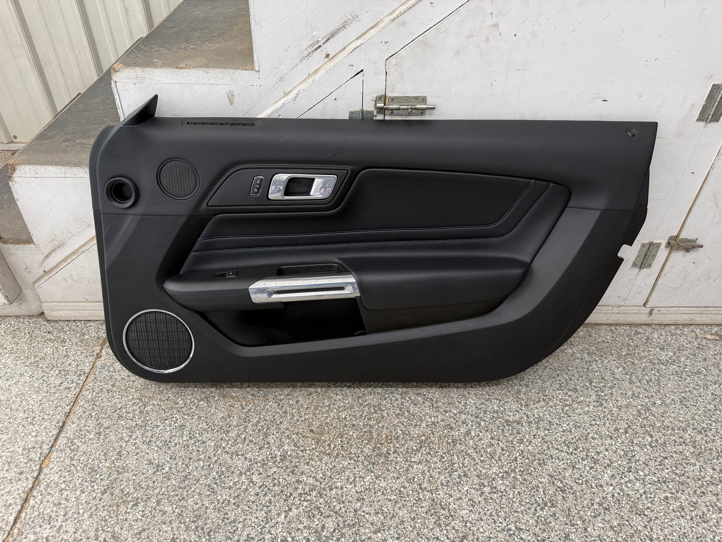 2018-2023 Ford Mustang RH Passenger Leather Insert Door Panel Soft "Blue Stitch"