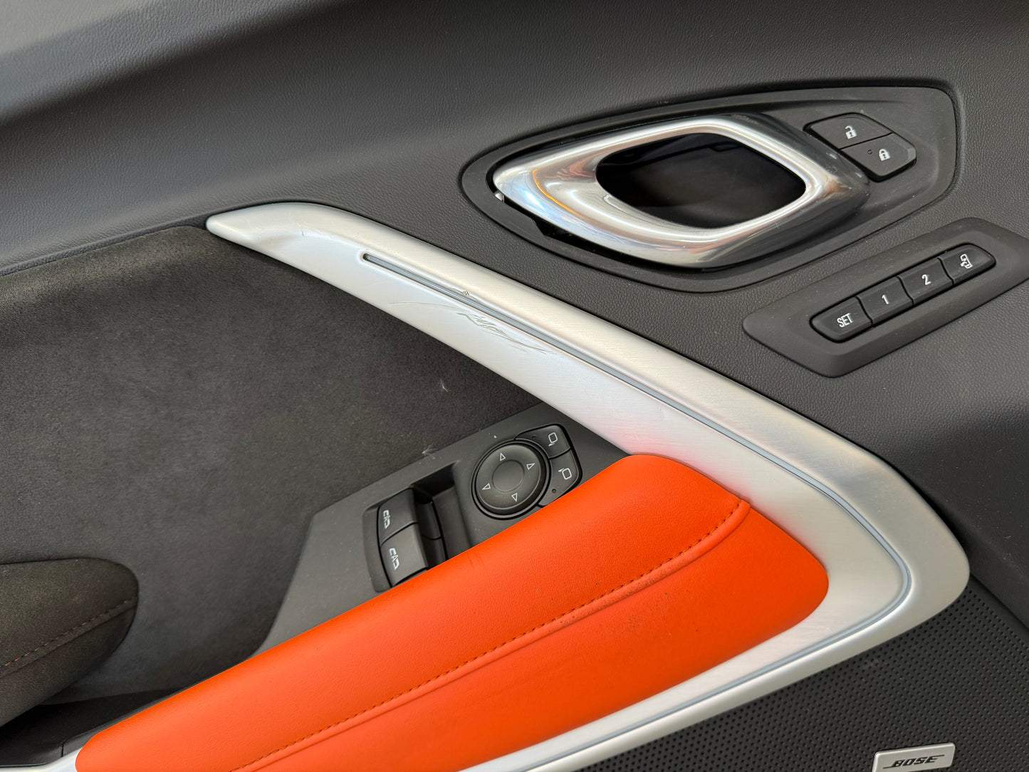 2016-2024 Chevrolet Camaro SS Coupe RH LH Pair Door Panels Black/Orange Leather