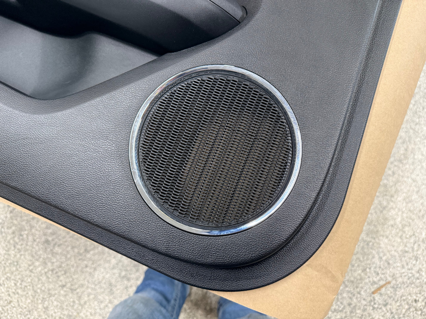 2018-2023 Ford Mustang GT LH Driver Leather Insert Door Panel Grey Stitching