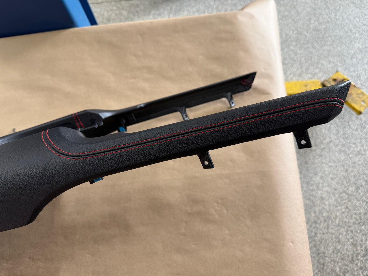 2018-2023 Mustang GT Center Console Top Interior Trim Pieces Leather Red Stitch