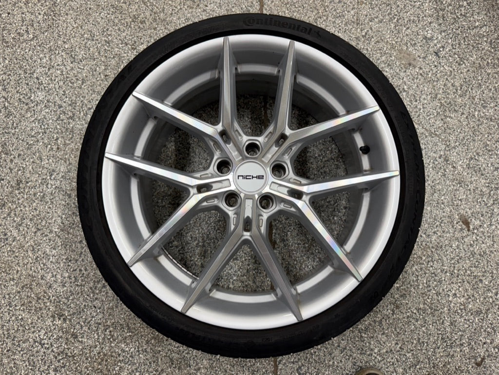 2015-2026 Mustang Niche Prodigy 5 20x9" Silver Wheel/Tire 275/30/20 Continental