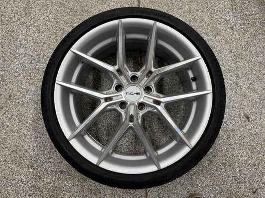 2015-2026 Mustang Niche Prodigy 5 20x9" Silver Wheel/Tire 275/30/20 Continental