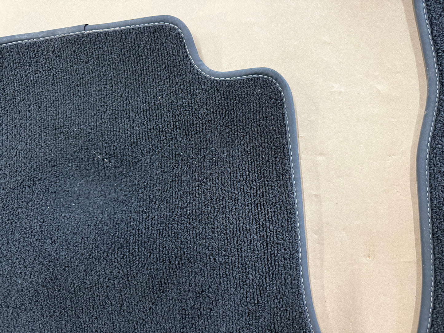 2015-2023 Ford Mustang Black Front Floor Mats Carpet "Creme Stitch"