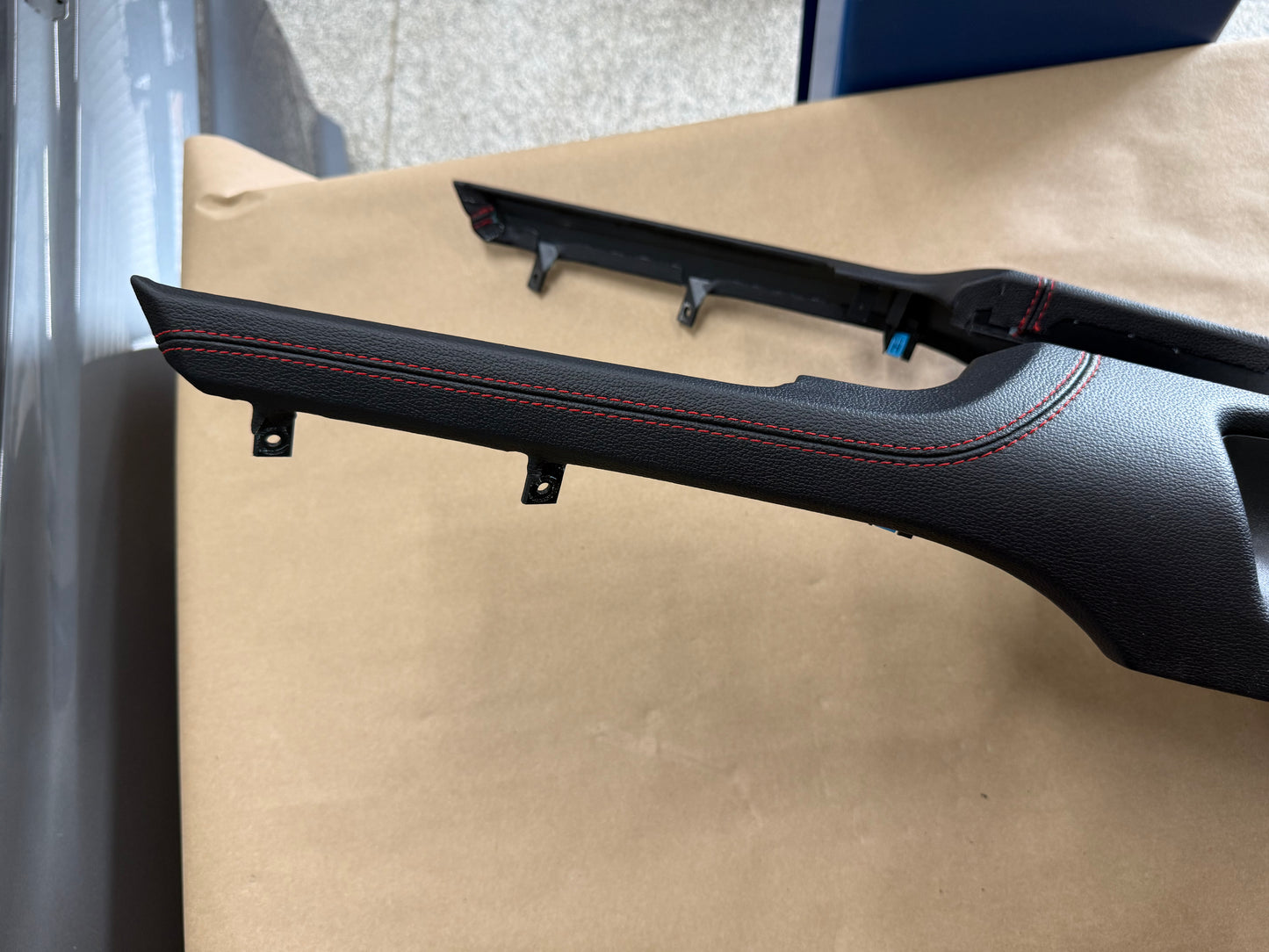2018-2023 Mustang GT Center Console Top Interior Trim Pieces Leather Red Stitch