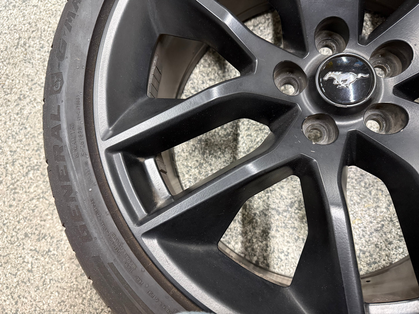 2015-2023 Ford Mustang GT Black Wheel Rim 20x9" General G Max 275/35/20