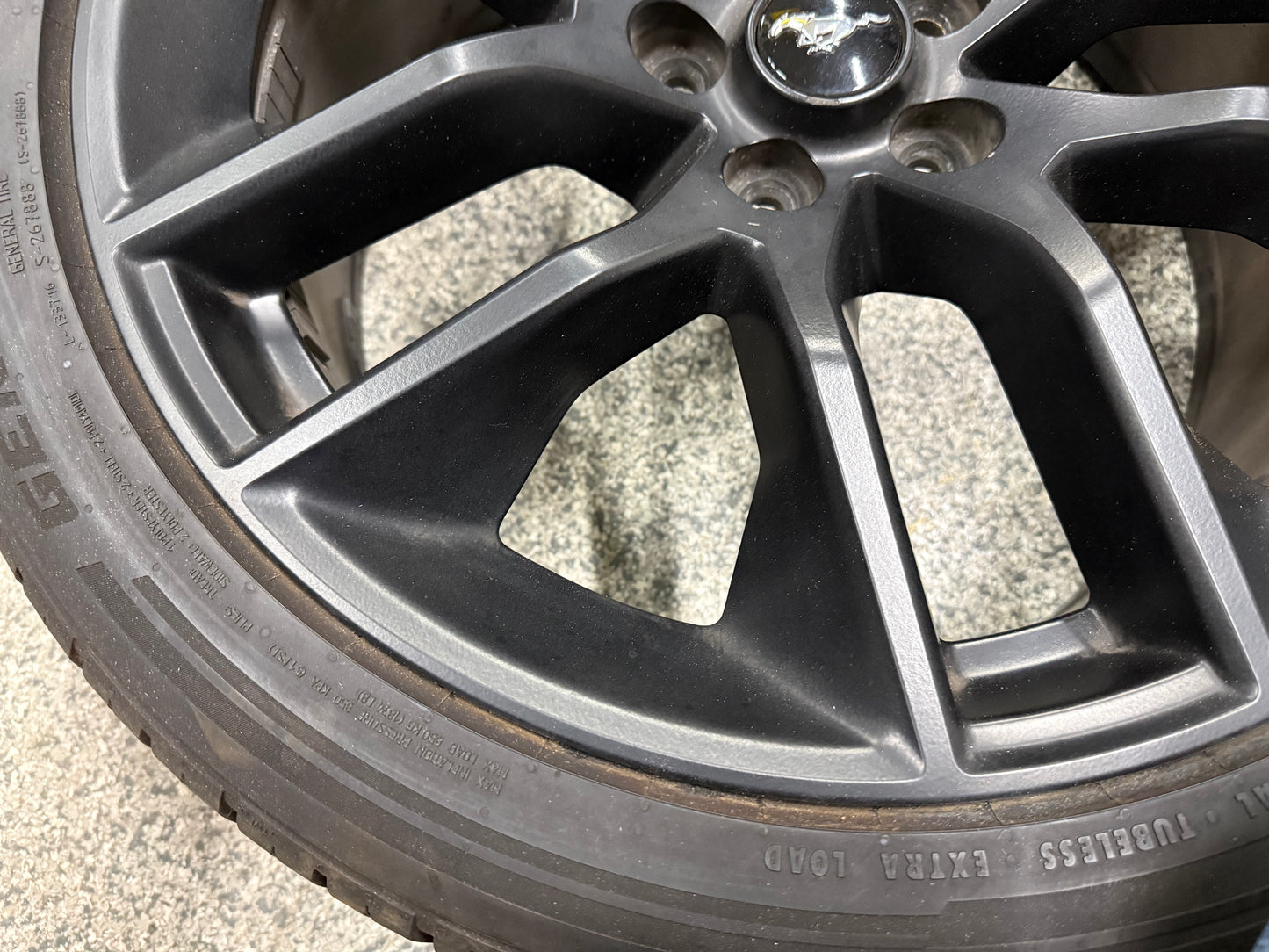 2015-2023 Ford Mustang GT Black Wheel Rim 20x9" General G Max 275/35/20