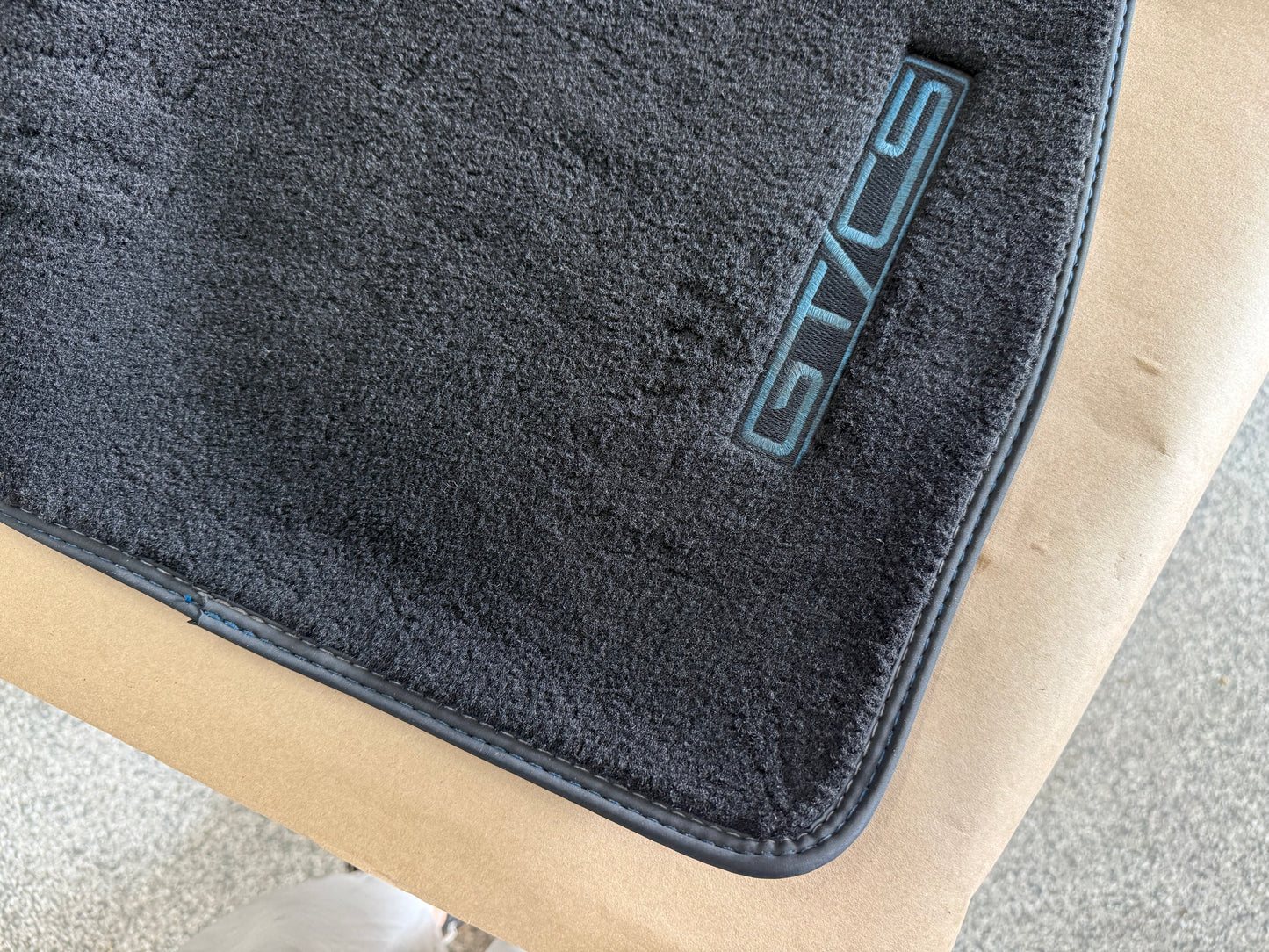 2024-2026 Ford Mustang GT/CS Front Floor Mats Carpet "Blue Stitch"