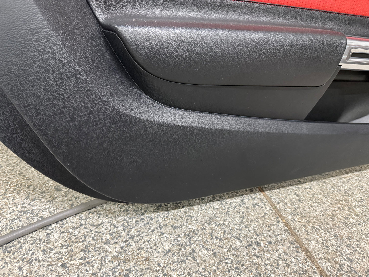 2015-2017 Ford Mustang LH RH Premium Leather Red Insert Door Panels Pair