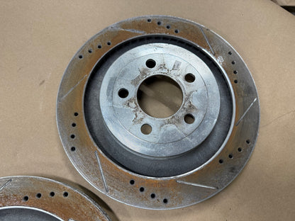 2015-2023 Ford Mustang GT 5.0 Rear Slotted Drilled Rotors 13 inch
