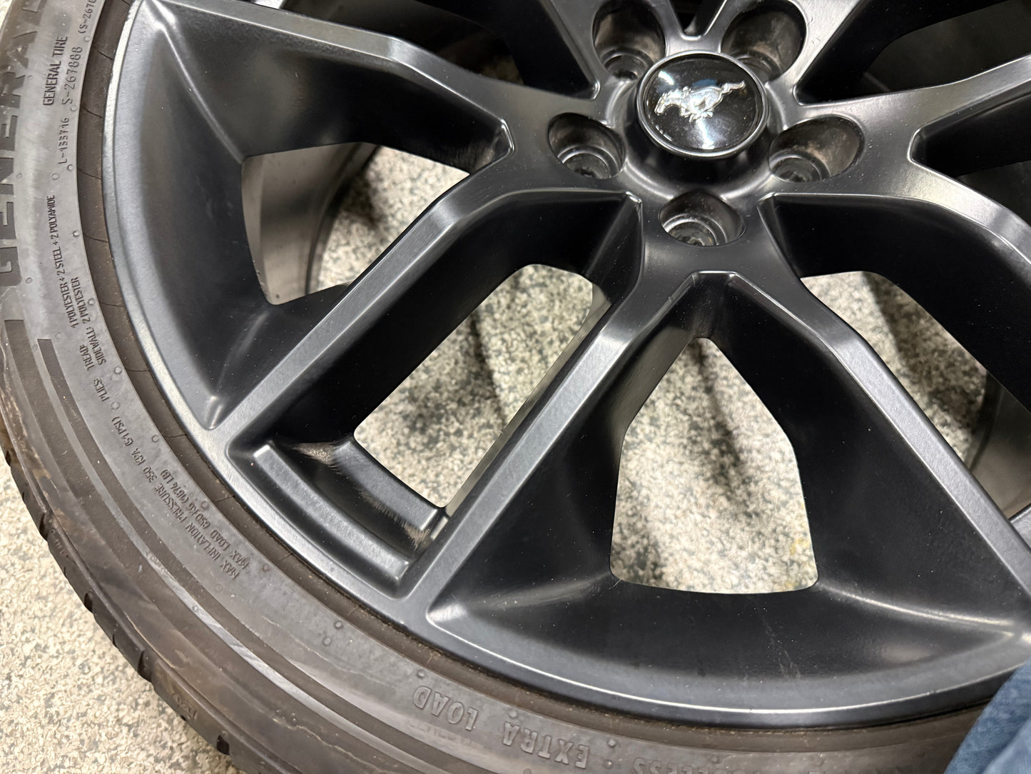 2015-2023 Ford Mustang GT Black Wheel Rim 20x9" General G Max 275/35/20