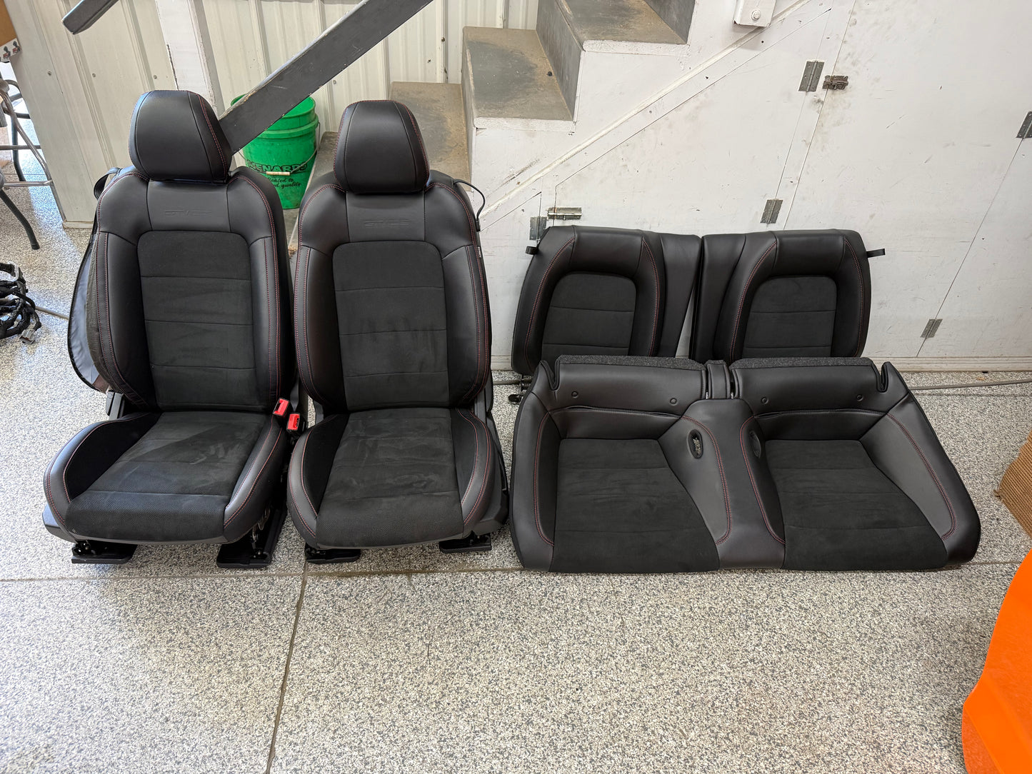 2018-2023 Ford Mustang GT California Special Front Rear Seats Black Red Stitch