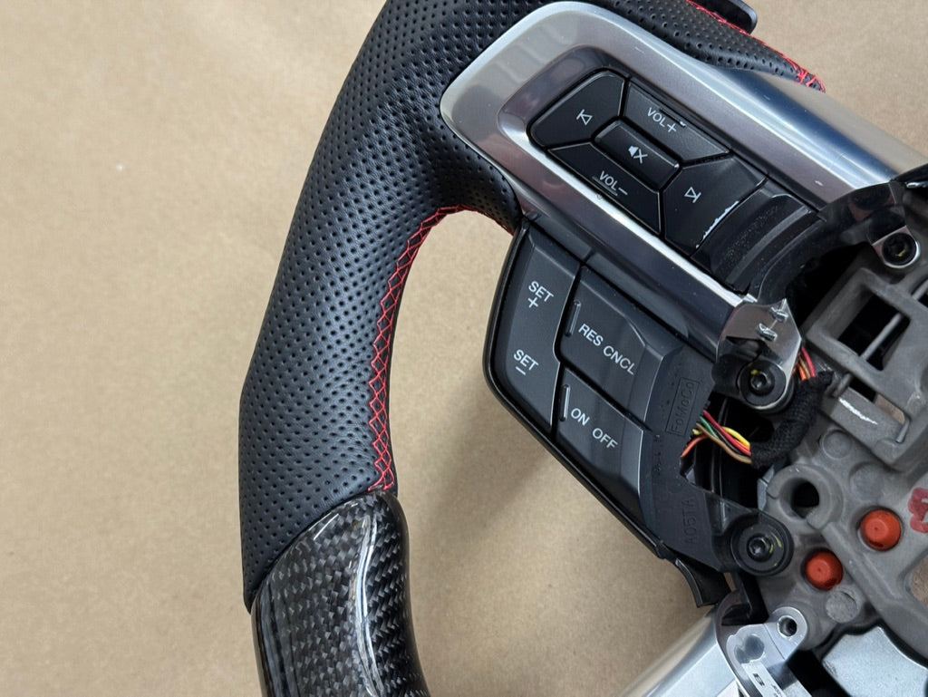 2018-2023 Ford Mustang GT Leather/Carbon Fiber Steering Wheel "Automatic"