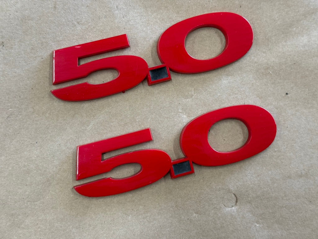 2015-2023 Ford Mustang GT RH LH Pair Fender Emblems "Red" - Aftermarket