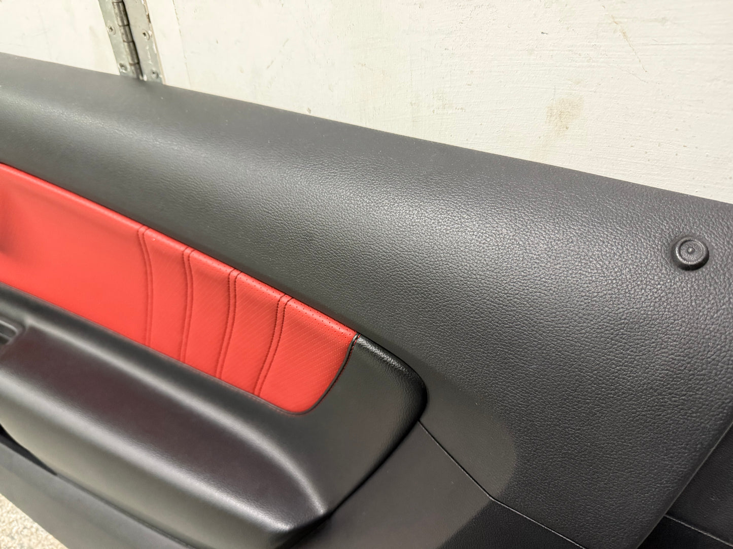 2015-2017 Ford Mustang LH RH Premium Leather Red Insert Door Panels Pair