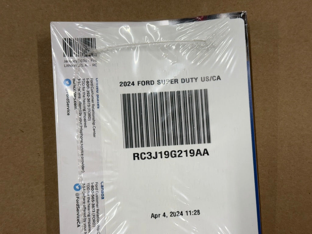 2024 Ford F-250 Supplemental Owner’s Guide Manual Kit US/CA RC3J19G219AA