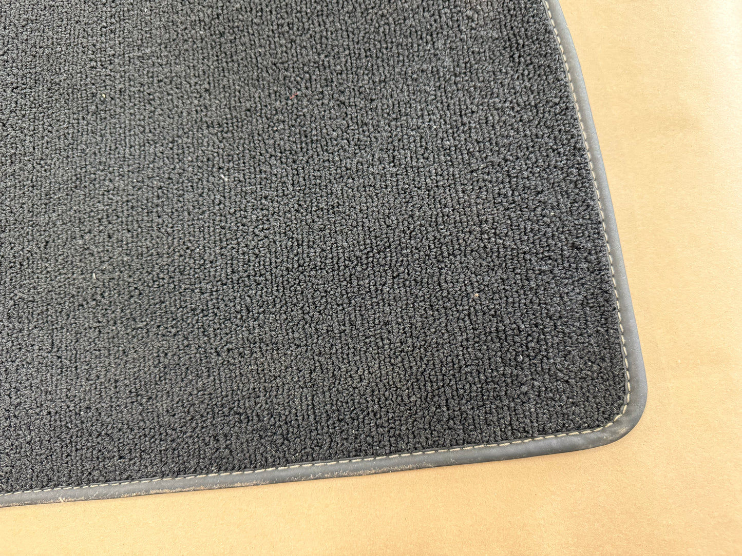2015-2023 Ford Mustang Black Front Floor Mats Carpet "Creme Stitch"