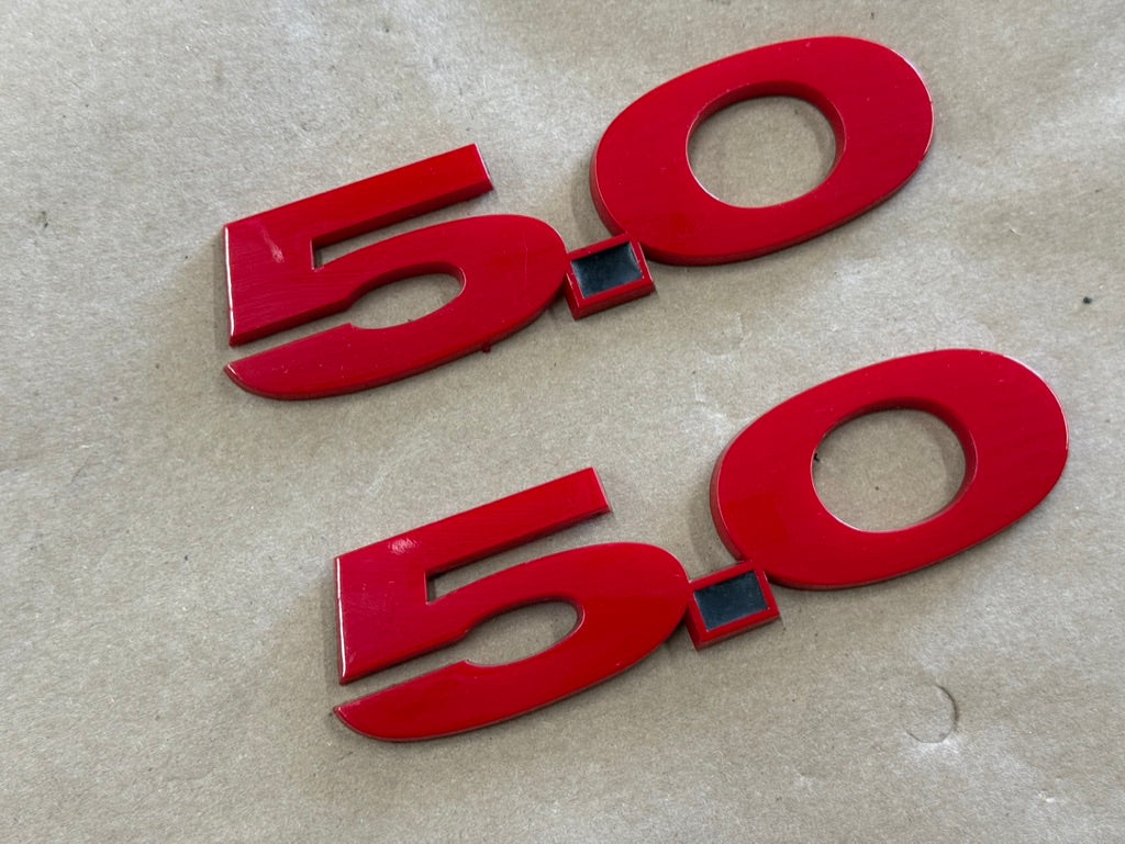 2015-2023 Ford Mustang GT RH LH Pair Fender Emblems "Red" - Aftermarket