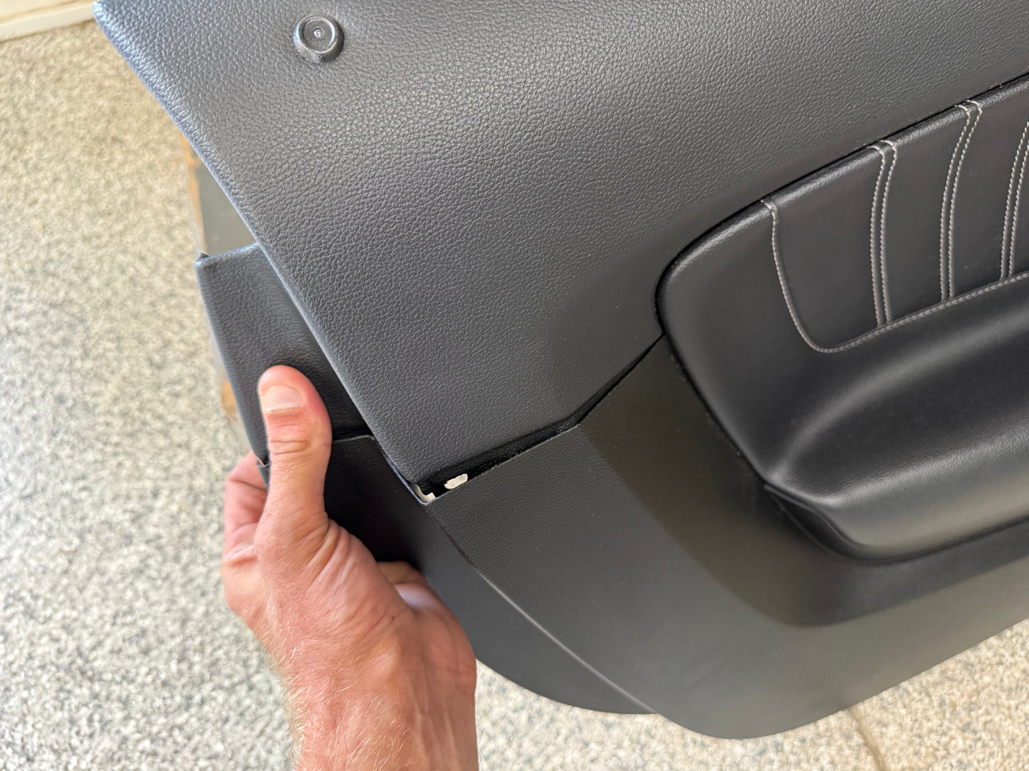 2018-2023 Ford Mustang GT LH Driver Leather Insert Door Panel Grey Stitching