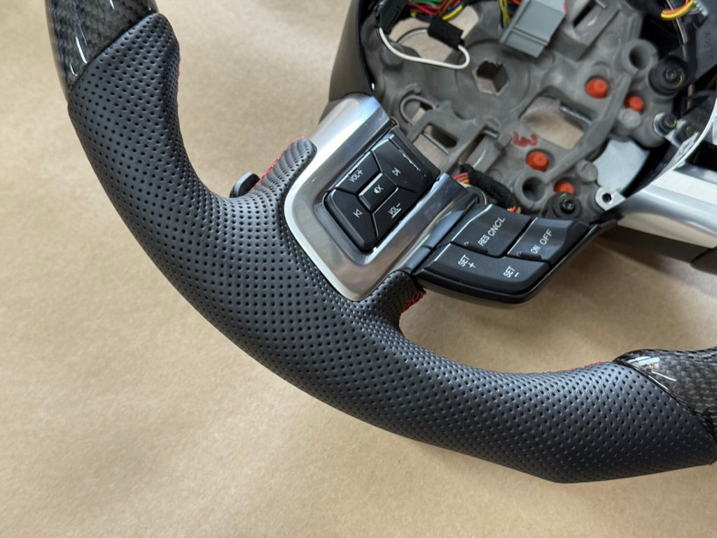 2018-2023 Ford Mustang GT Leather/Carbon Fiber Steering Wheel "Automatic"