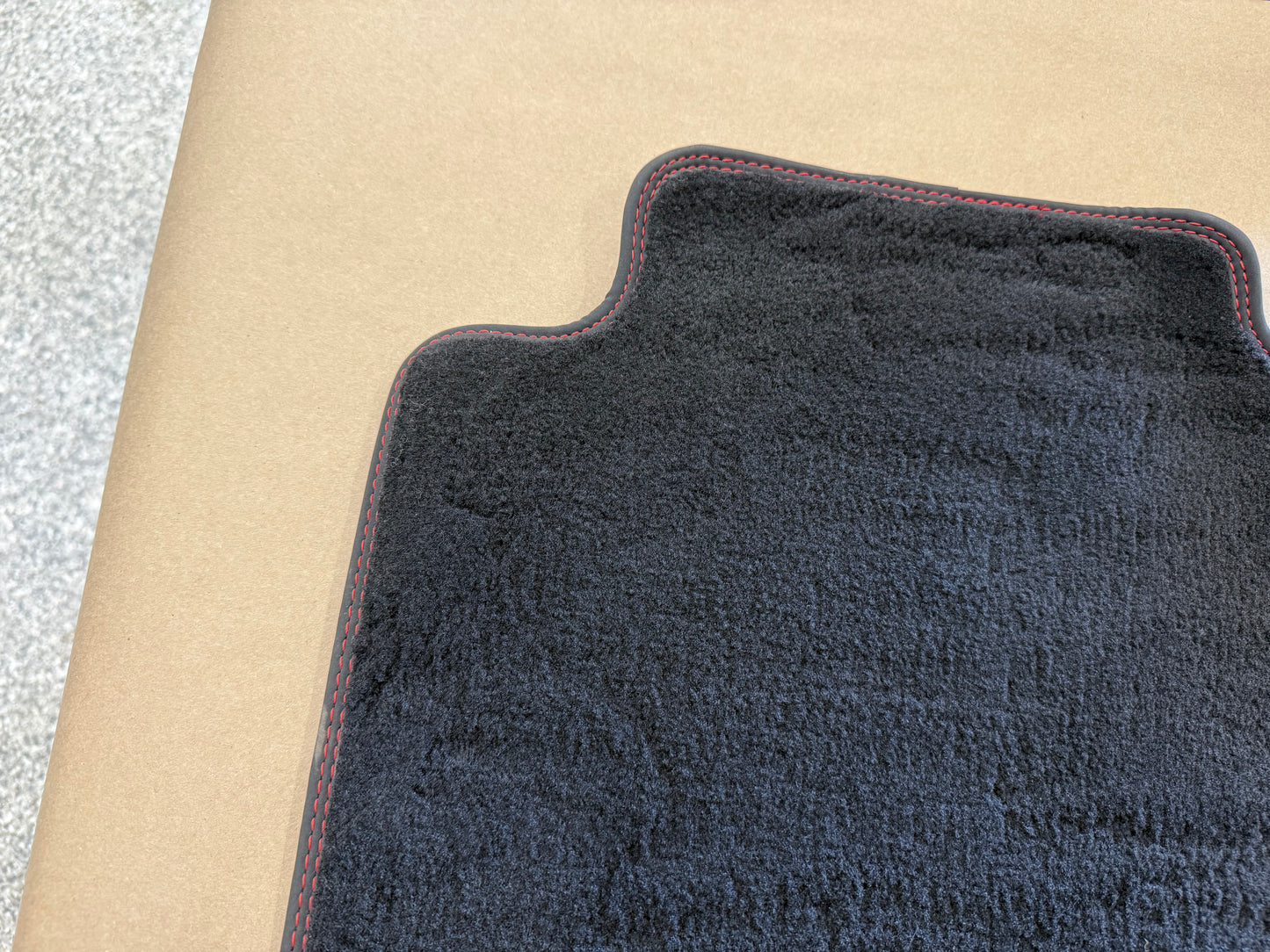 2015-2023 Ford Mustang Black Front Floor Mats Carpet "Red Stitch"