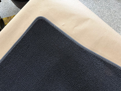 2015-2023 Ford Mustang Black Front Floor Mats Carpet "Creme Stitch"