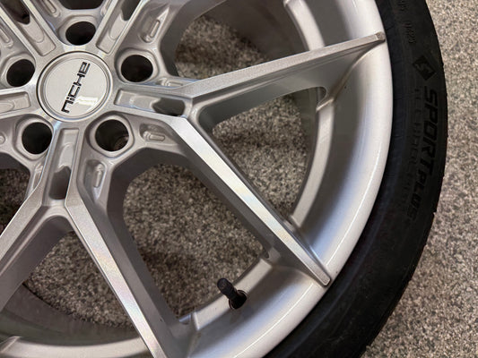 2015-2026 Mustang Niche Prodigy 5 20x9" Silver Wheel/Tire 275/30/20 Continental