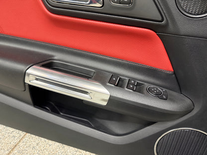 2015-2017 Ford Mustang LH RH Premium Leather Red Insert Door Panels Pair