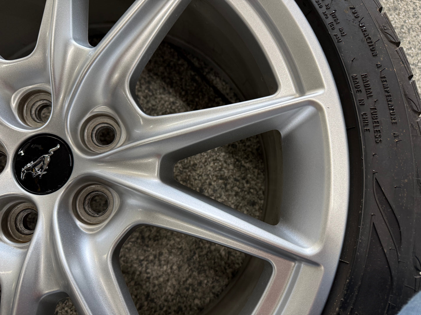 2015-2023 Ford Mustang GT Silver Wheel Rim 19"x8.5" Goodyear Assurance 255/40/19