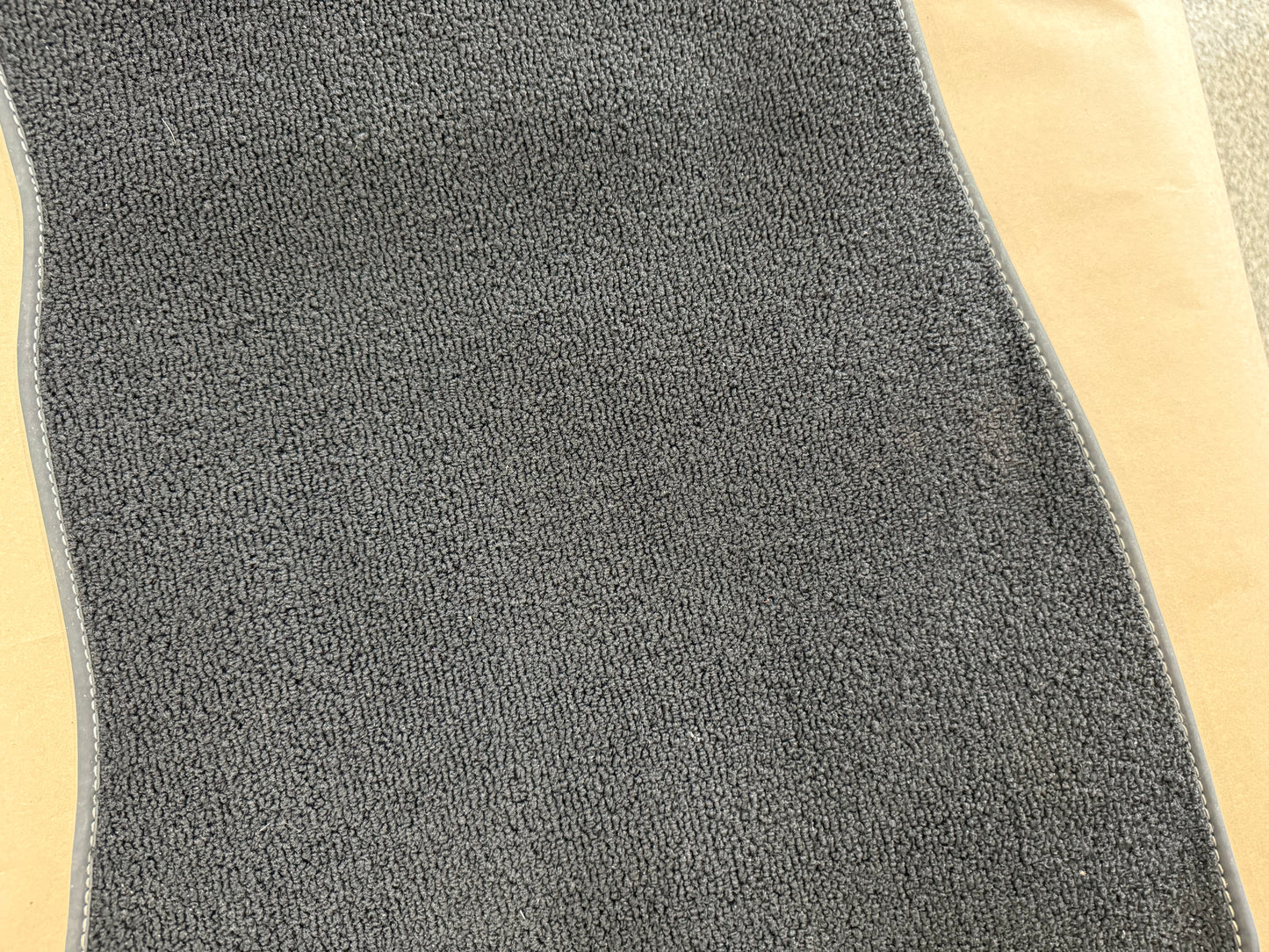 2015-2023 Ford Mustang Black Front Floor Mats Carpet "Creme Stitch"