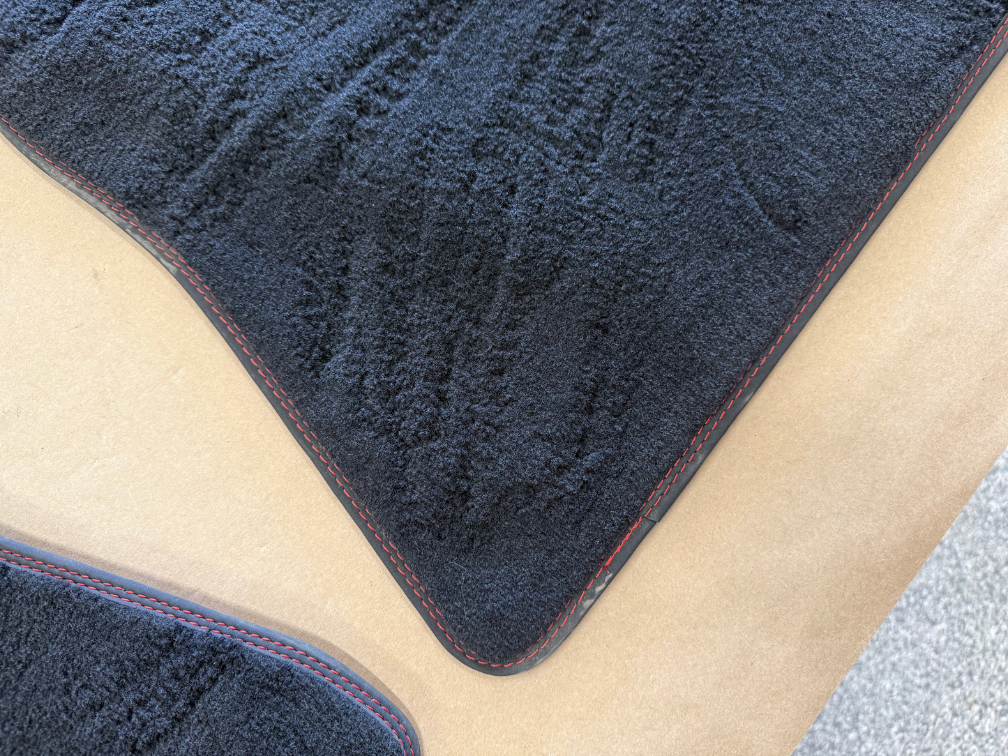 2015-2023 Ford Mustang Black Front Floor Mats Carpet "Red Stitch"