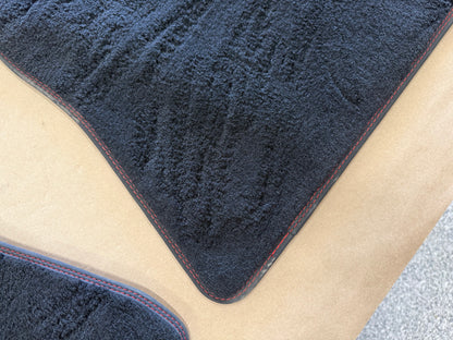 2015-2023 Ford Mustang Black Front Floor Mats Carpet "Red Stitch"