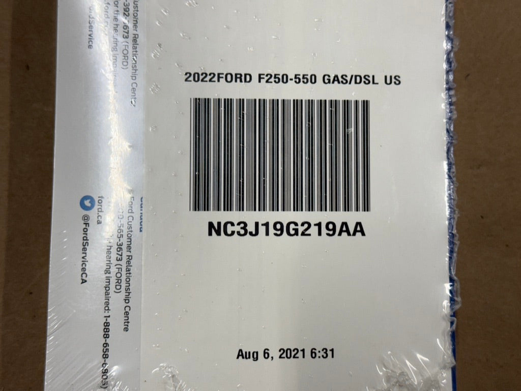2022 Ford F-250 Supplemental Owners Manual, Guide, And Literature "Sealed"
