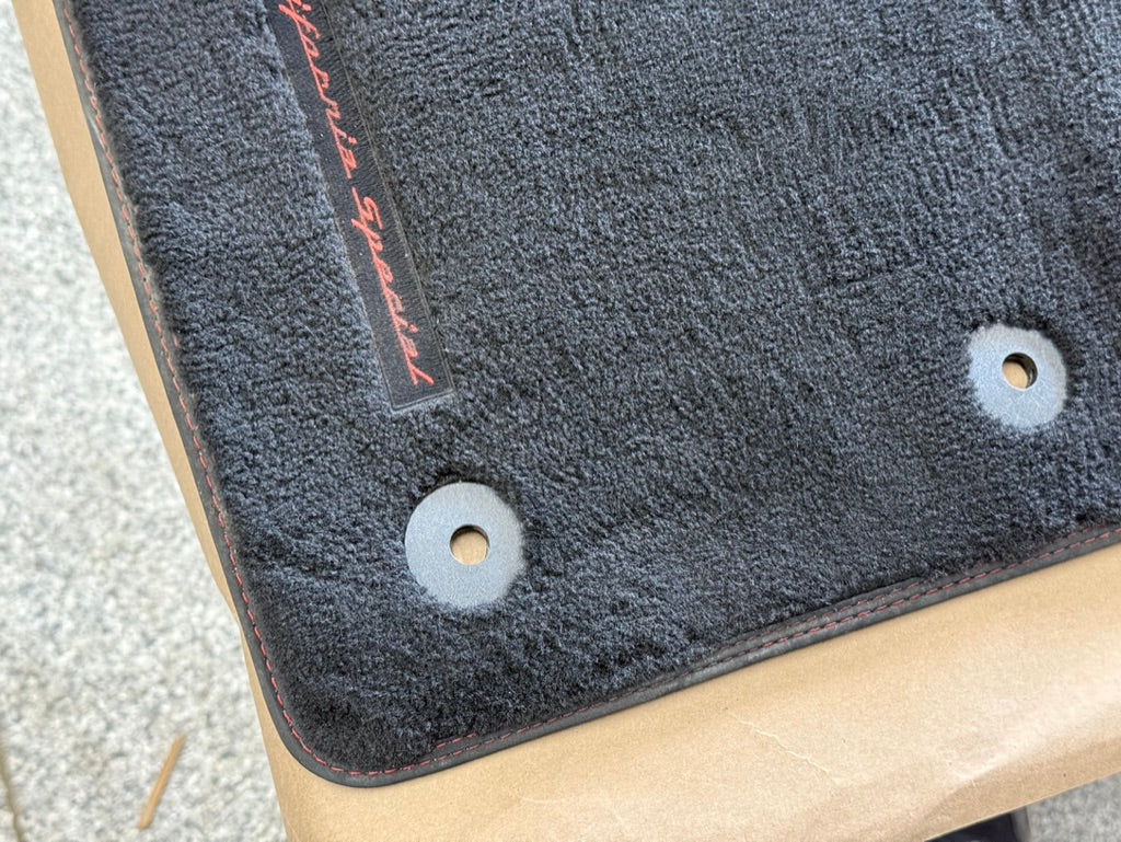 2015-2023 Ford Mustang GT/CS Black Front Floor Mats Carpet "Red Stitch"