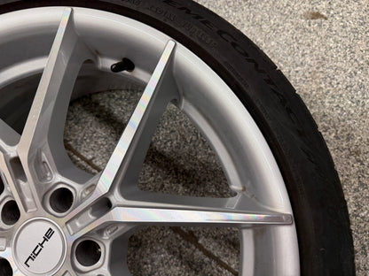 2015-2026 Mustang Niche Prodigy 5 20x9" Silver Wheel/Tire 275/30/20 Continental