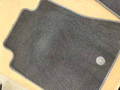 2015-2023 Ford Mustang Black Front Floor Mats Carpet "Creme Stitch"