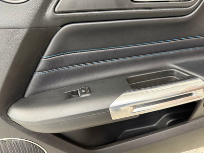 2018-2023 Ford Mustang RH Passenger Leather Insert Door Panel Soft "Blue Stitch"