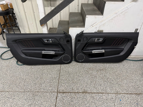 2015-2017 Ford Mustang GT V6 EcoBoost LH RH Leather Insert Door Panels Pair