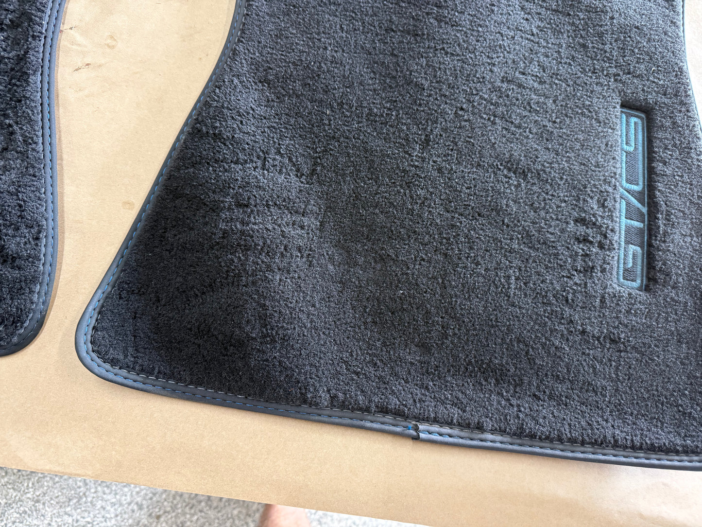 2024-2026 Ford Mustang GT/CS Front Floor Mats Carpet "Blue Stitch"