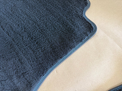 2015-2023 Ford Mustang Black Front Floor Mats Carpet "Blue Stitch"