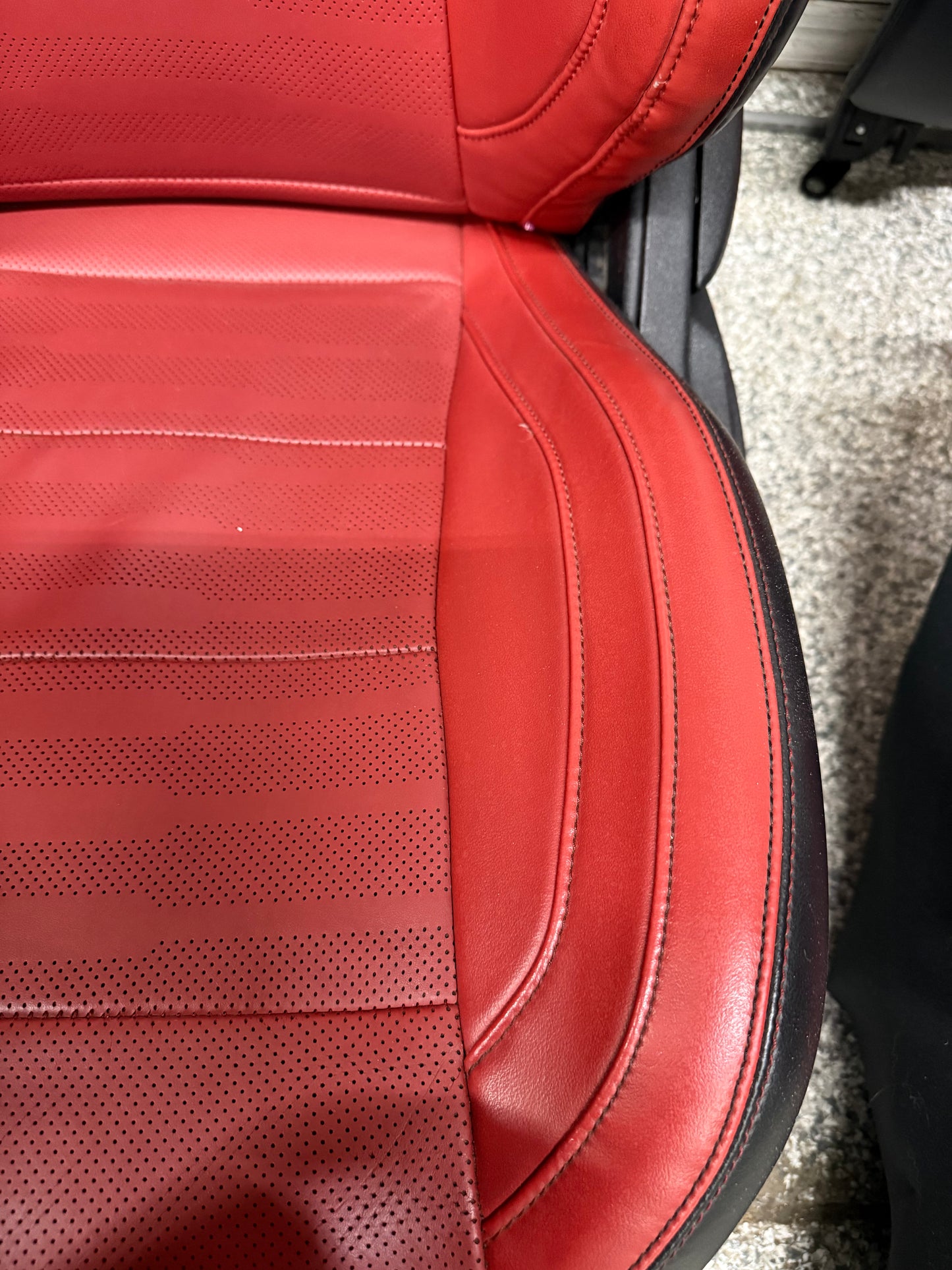 2015-2017 Ford Mustang GT Red/Black Leather Convertible Front & Rear Seats
