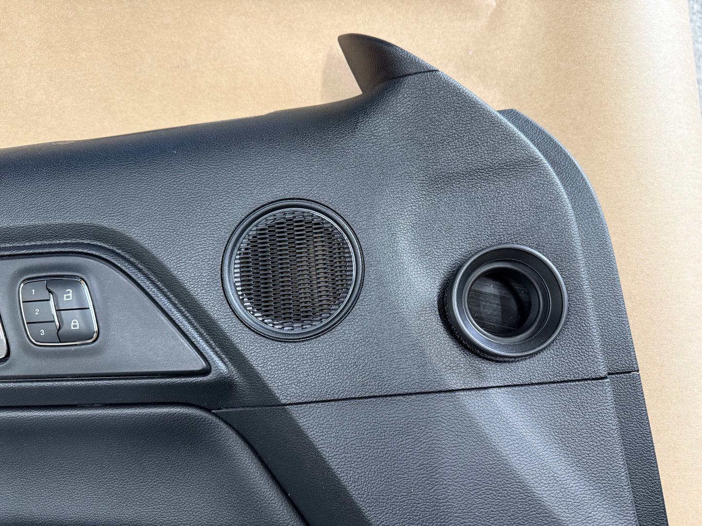 2015-2017 Ford Mustang GT LH Driver Leather Insert Door Panel Grey Stitching