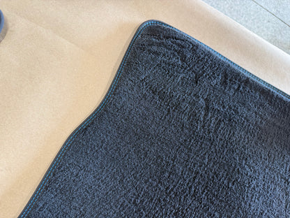 2015-2023 Ford Mustang Black Front Floor Mats Carpet "Blue Stitch"