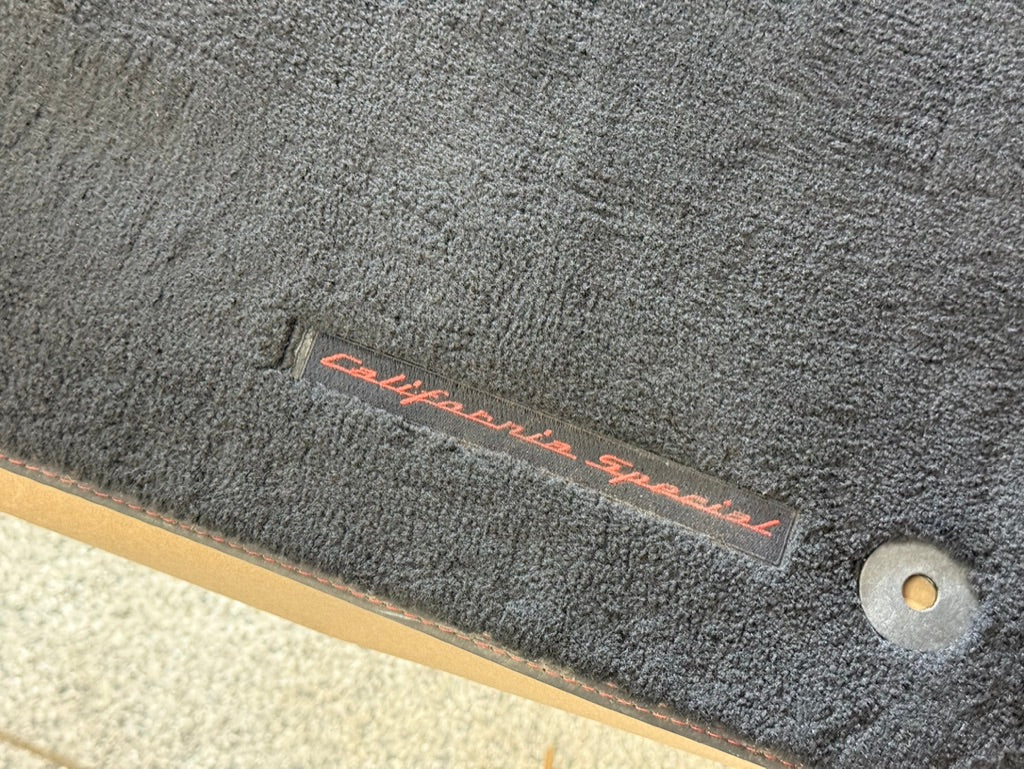 2015-2023 Ford Mustang GT/CS Black Front Floor Mats Carpet "Red Stitch"