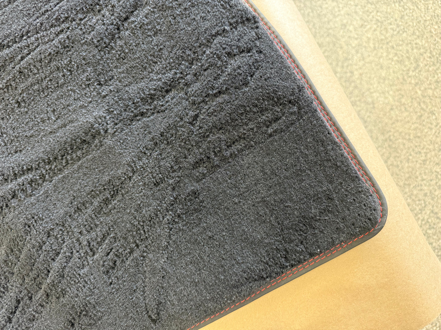 2015-2023 Ford Mustang Black Front Floor Mats Carpet "Red Stitch"
