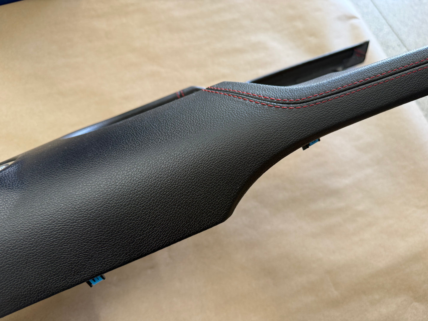 2018-2023 Mustang GT Center Console Top Interior Trim Pieces Leather Red Stitch