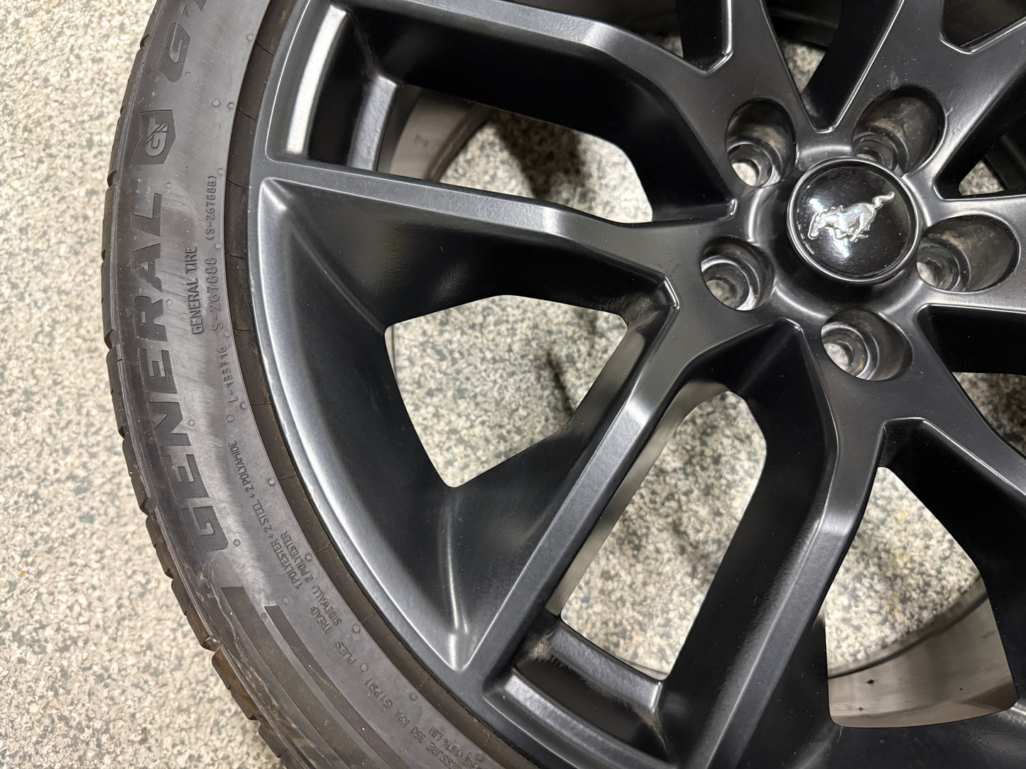 2015-2023 Ford Mustang GT Black Wheel Rim 20x9" General G Max 275/35/20