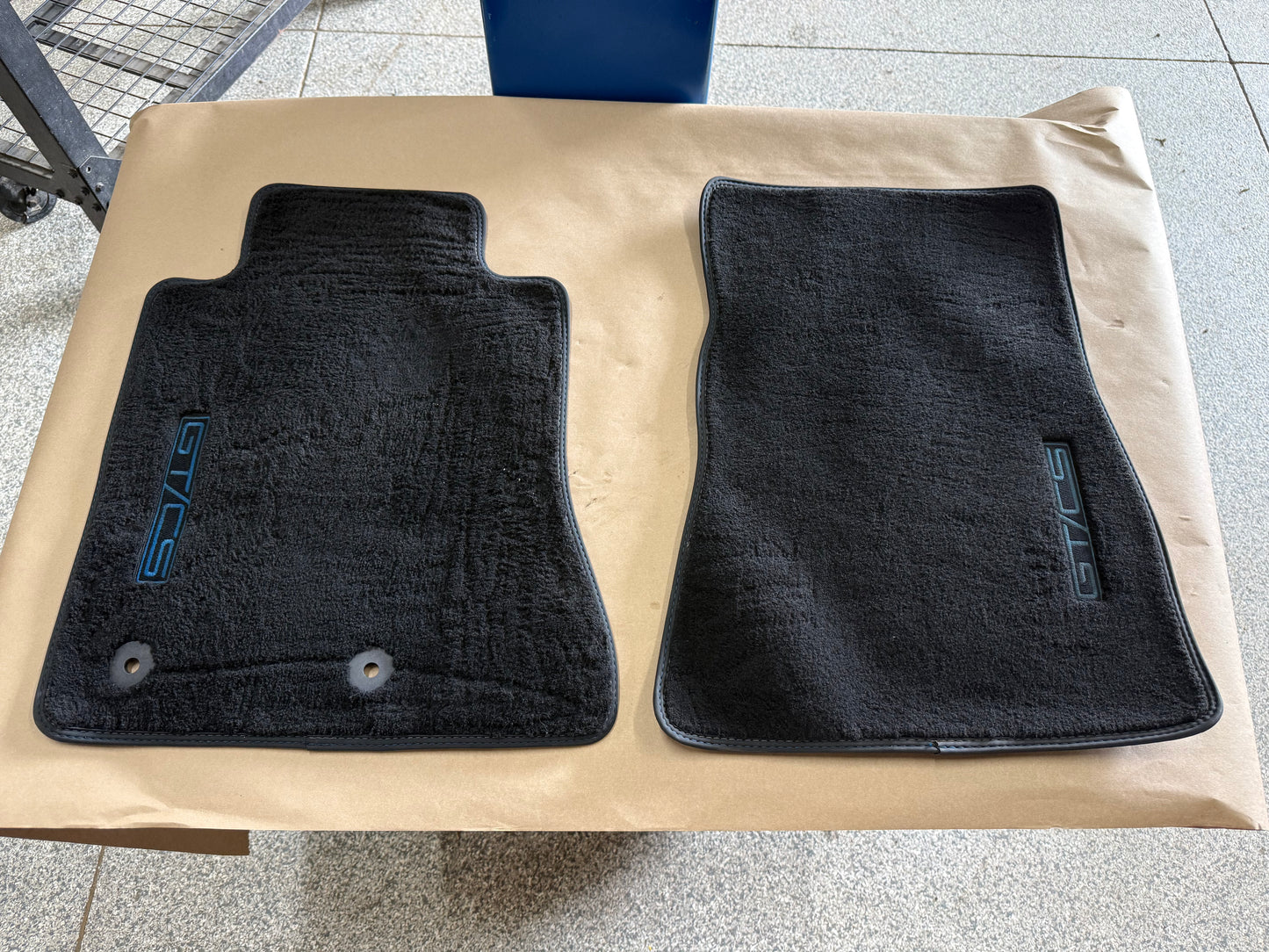 2024-2026 Ford Mustang GT/CS Front Floor Mats Carpet "Blue Stitch"